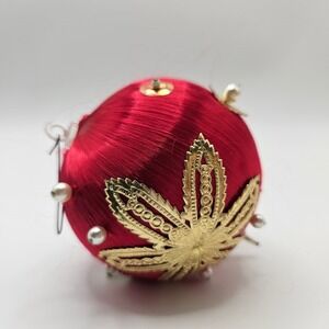 Vintage Elegant handmade Red & Gold Ornament Holiday Christmas Tree Decoration